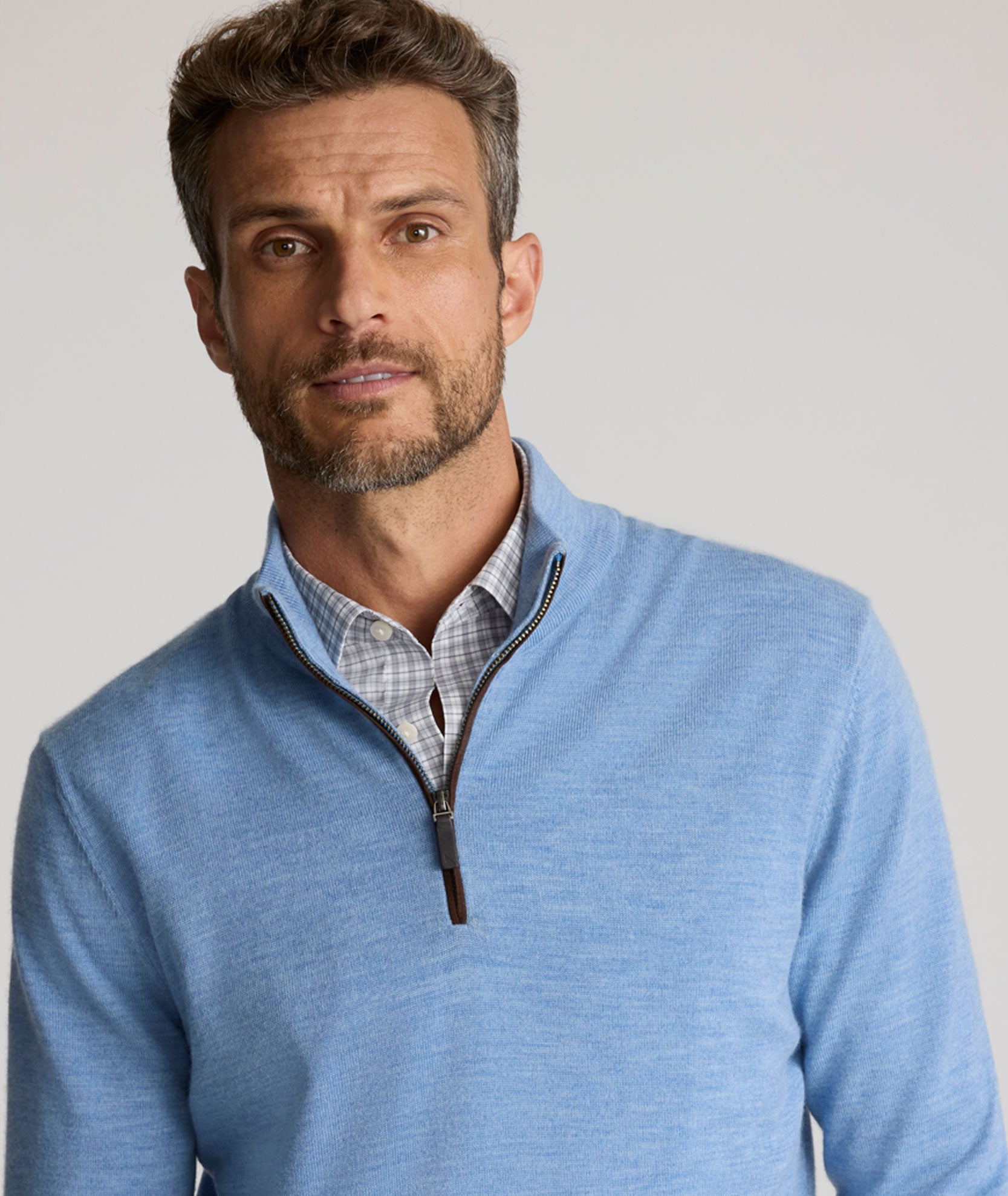 Merino Wool Quarter-Zip Sweater Light Blue | UNTUCKit