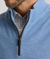 Model is wearing UNTUCKit Belguardo w/ Suede in Light Blue.