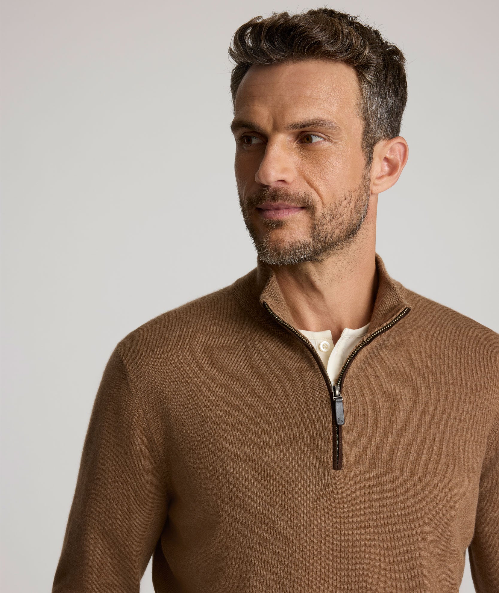 Merino Wool Quarter-Zip Sweater Caramel | UNTUCKit
