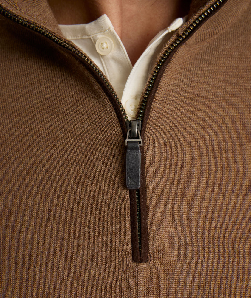 Model is wearing UNTUCKit Belguardo with Suede in Dark Camel.