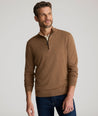 Model is wearing UNTUCKit Belguardo with Suede in Dark Camel.
