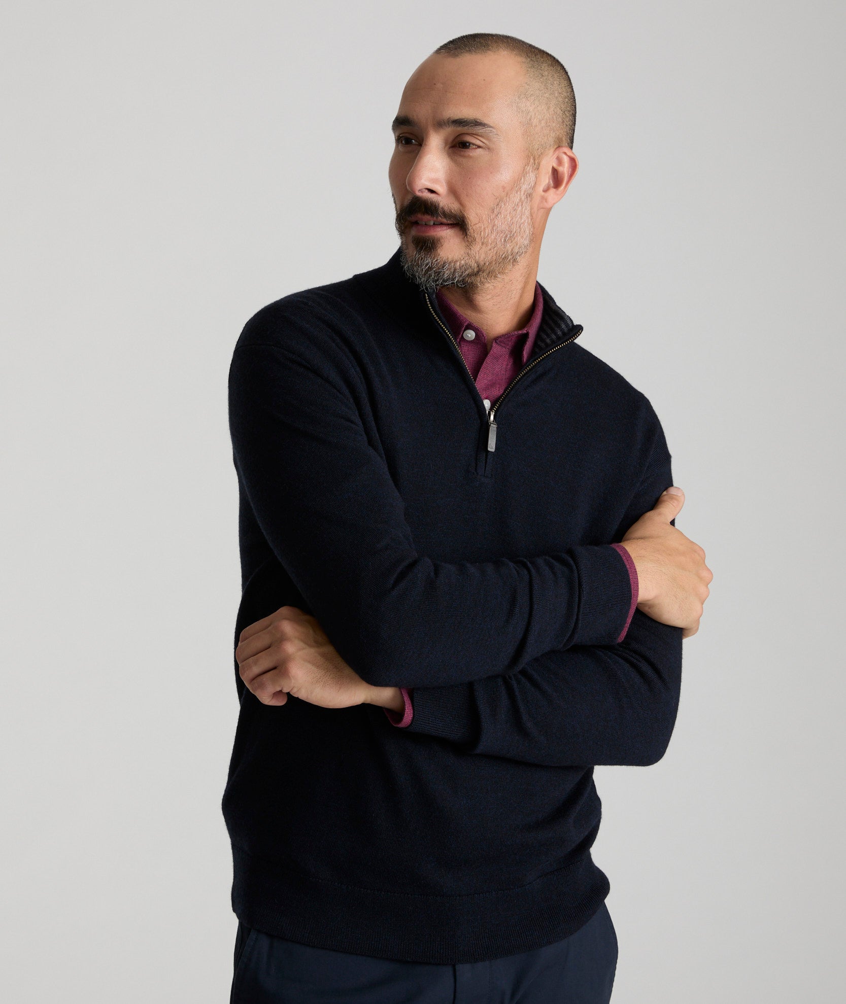 Navy quarter zip sweater deals