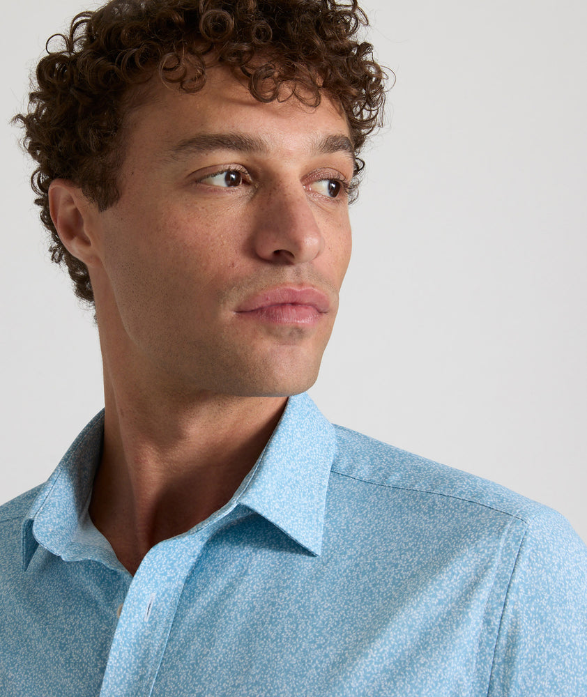 Performance Shirt- FINAL SALE Bell | Light Blue Floral Print | UNTUCKit Performance Shirt- FINAL SALE Bell | Light Blue Floral Print | UNTUCKit