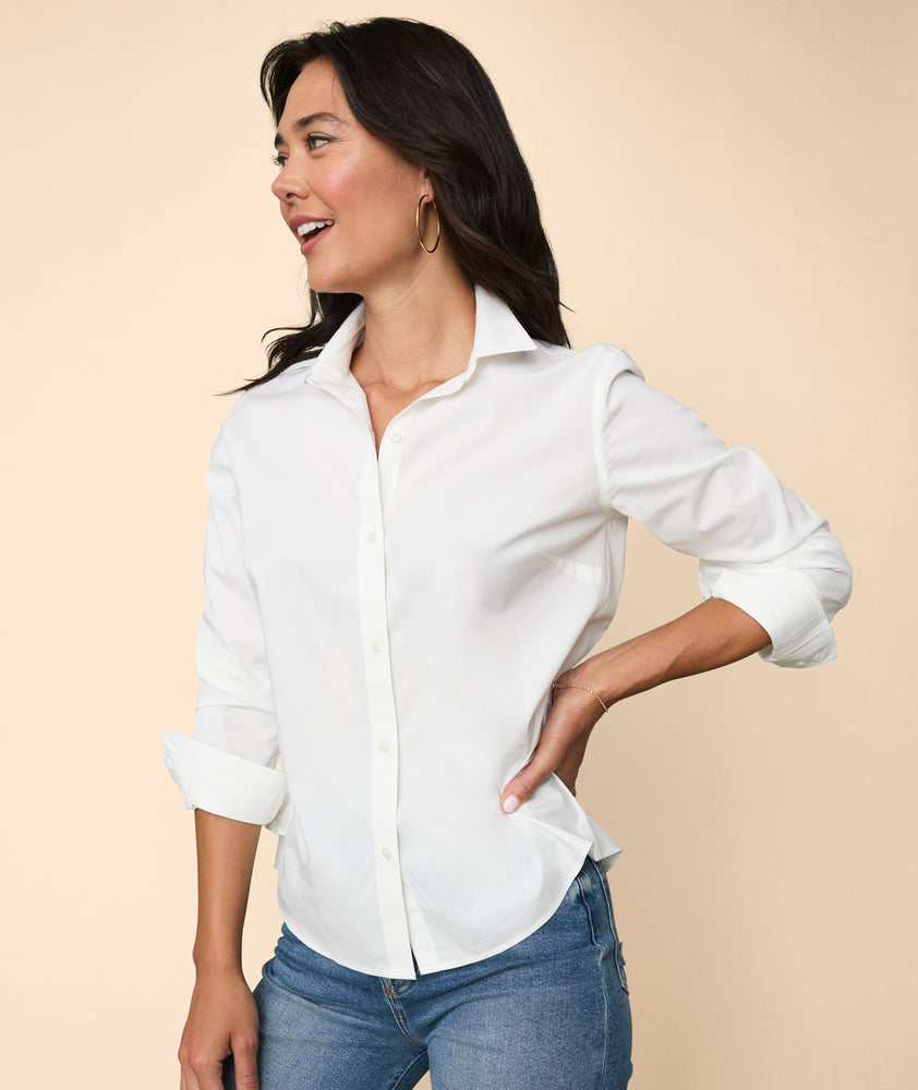 Model wearing an UNTUCKit Bella Shirt.