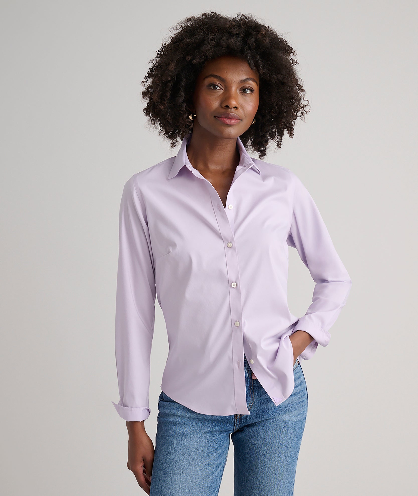 Wrinkle-Free Stretch Cotton Bella Shirt Purple UNTUCKit