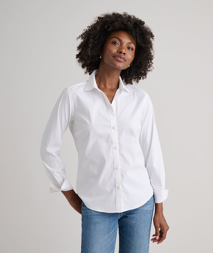 Wrinkle-Free Stretch Cotton Bella Shirt White Wrinkle-Free Stretch Cotton Bella Shirt White