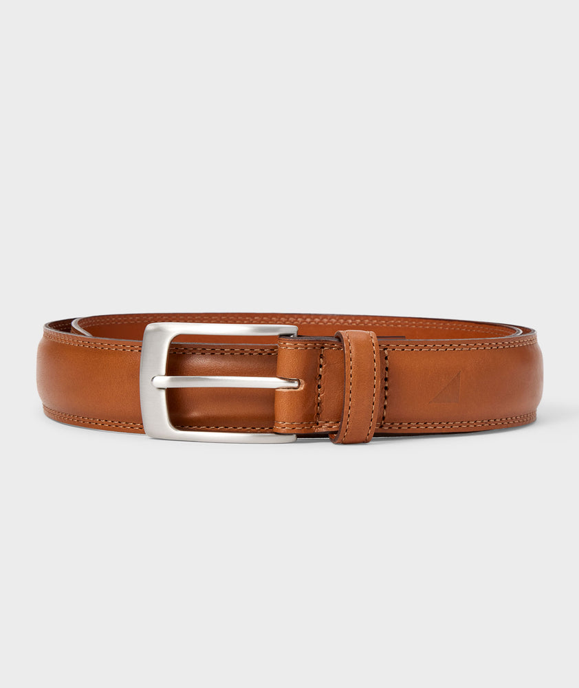 Double Stitch Leather Belt Amber Brown UNTUCKit