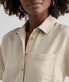 Linen Blend Short-Sleeve Betty Shirt Dress