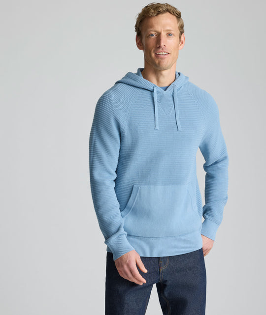 Waffle-Knit Hoodie Sweater