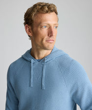 Waffle-Knit Hoodie Sweater Zoom