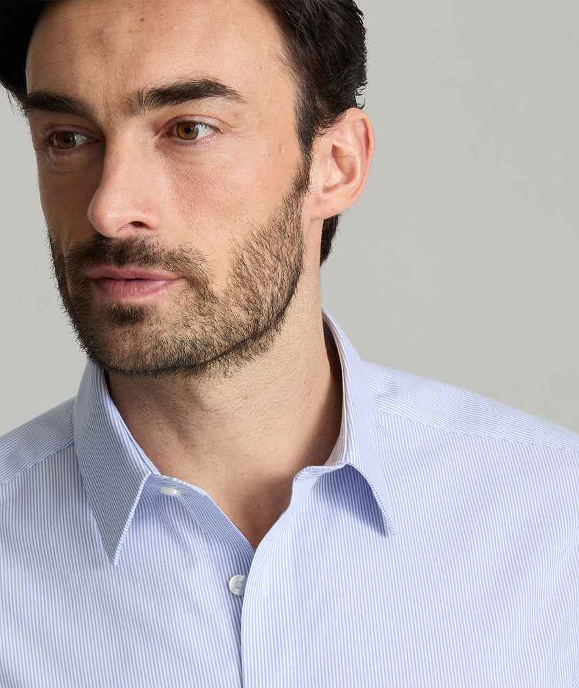 Wrinkle-Free Bordeaux Shirt Blue & White Stripe | UNTUCKit Wrinkle-Free Bordeaux Shirt Blue & White Stripe | UNTUCKit