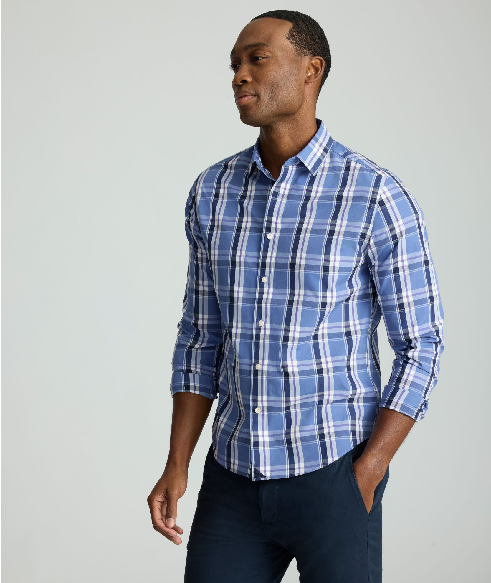Wrinkle-Free Bosca Shirt Blue & White Plaid | UNTUCKit