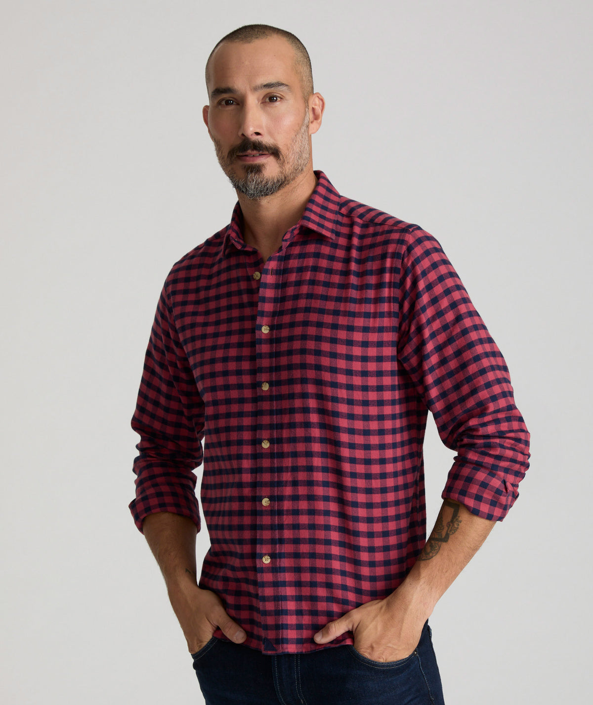 Flannel Bricco Shirt Berry & Navy Gingham | UNTUCKit