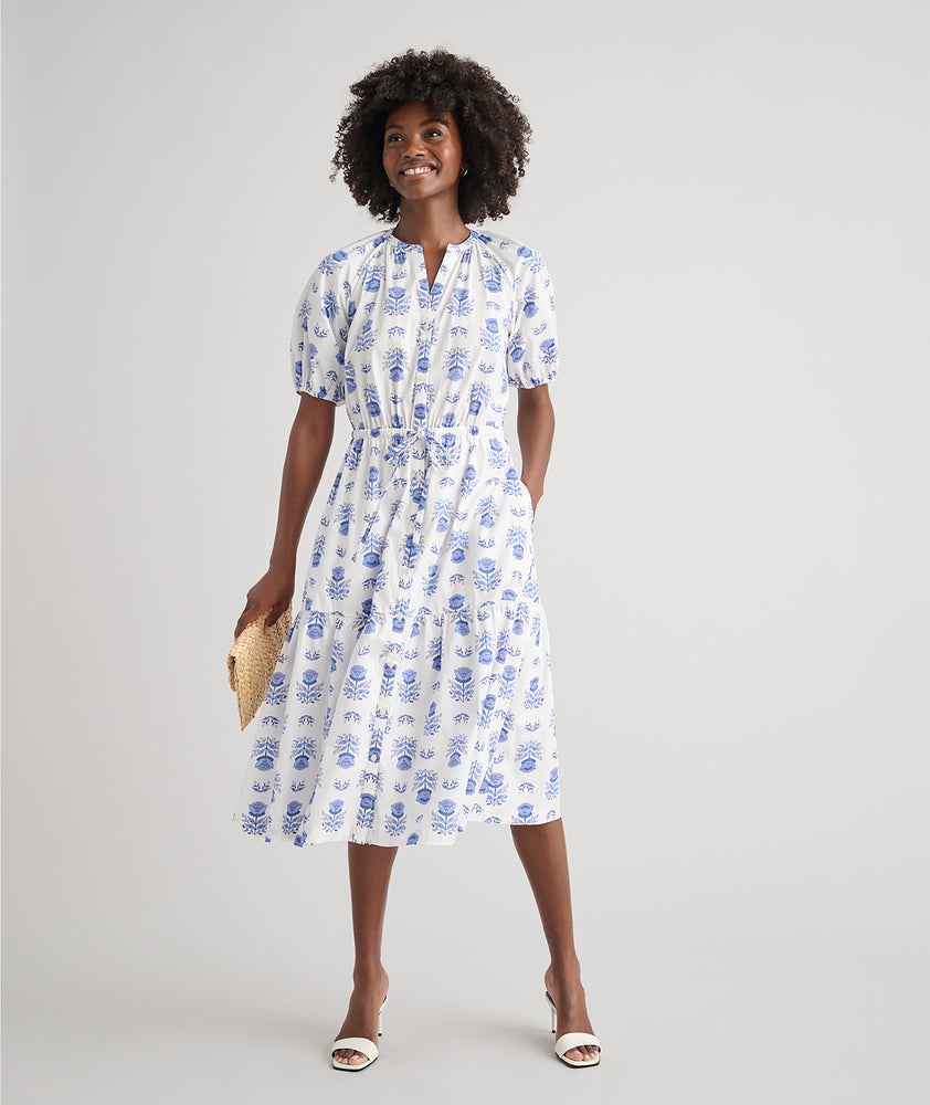 block print dress cotton Manah Dress: Apricot M/L