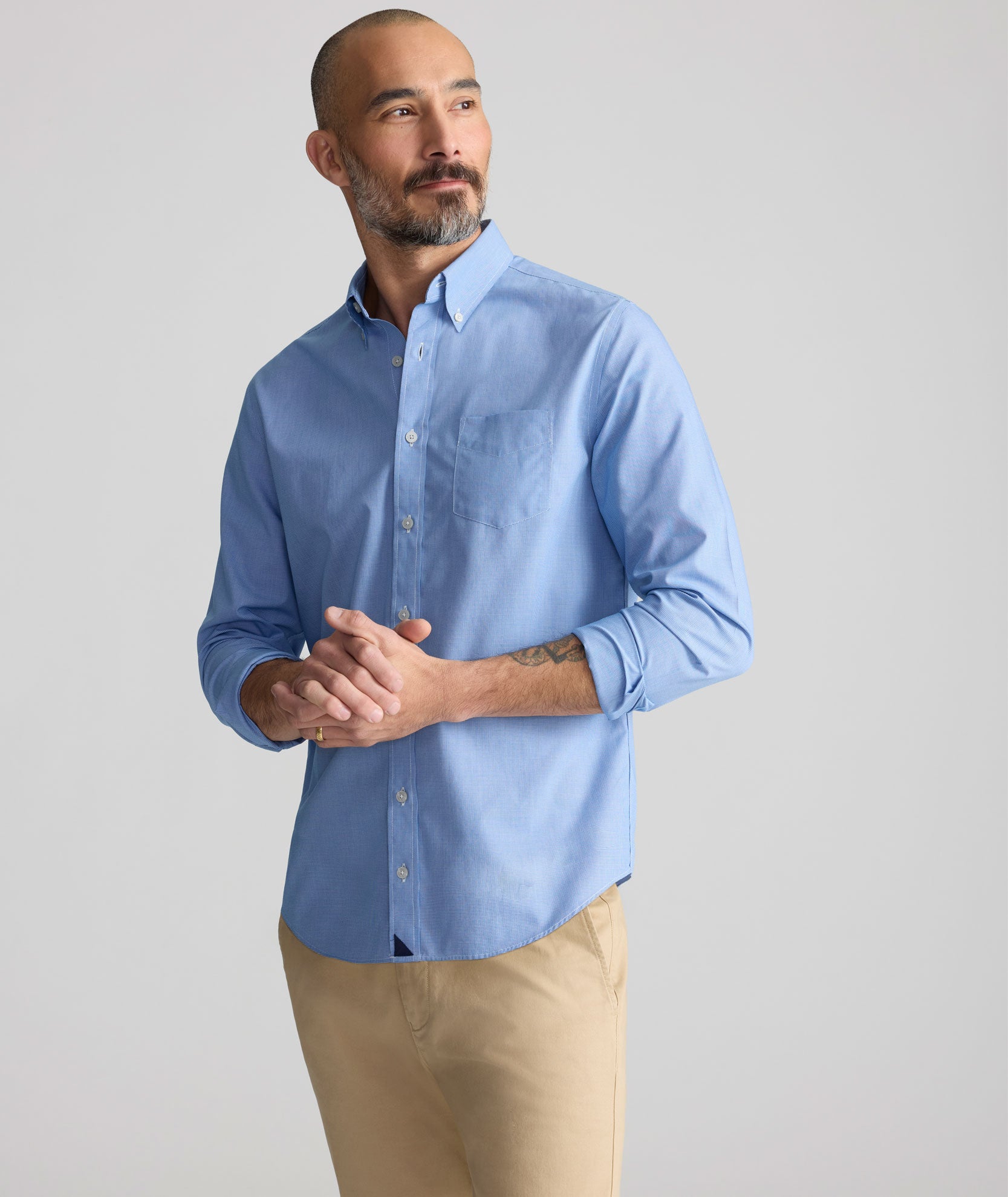 Wrinkle-Free Cadetto Shirt Blue Microgingham | UNTUCKit
