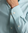 Model is wearing UNTUCKit Wrinkle-Free Cadetto Shirt in Light Green.
