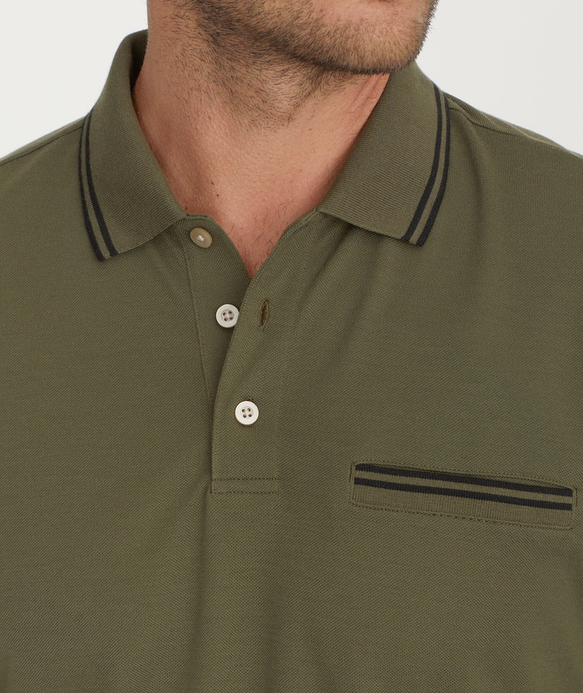 Tipped Long-Sleeve No Sweat Polo