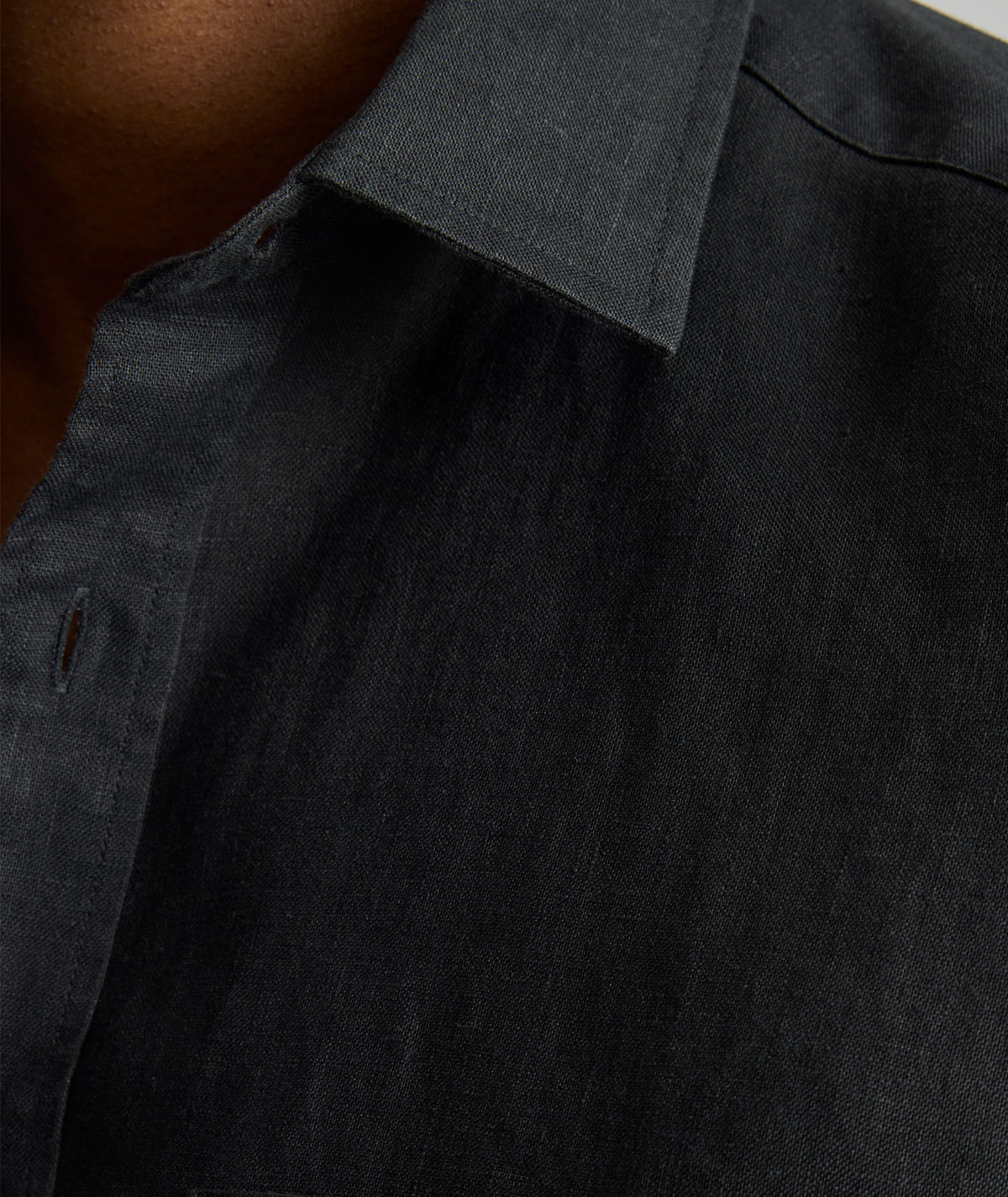 Wrinkle-Resistant Linen Short-Sleeve Cameron Shirt Black | UNTUCKit