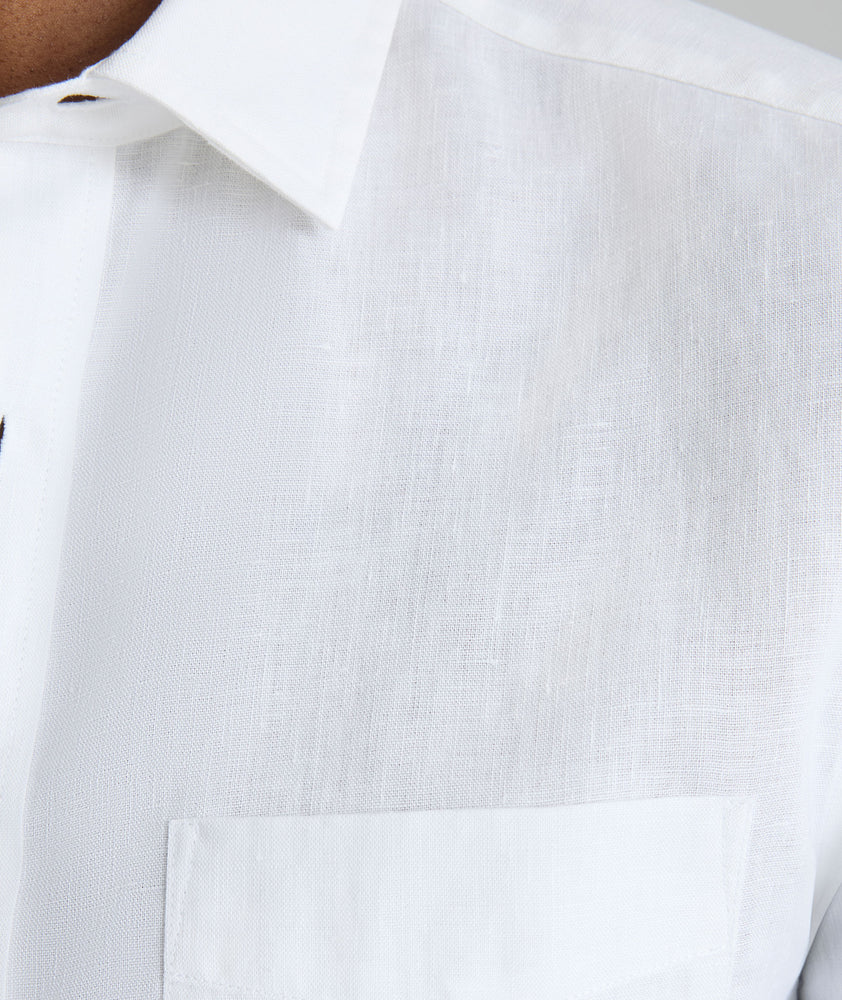 UNTUCKit | Wrinkle-Resistant Linen Short-Sleeve Cameron Shirt - White UNTUCKit | Wrinkle-Resistant Linen Short-Sleeve Cameron Shirt - White