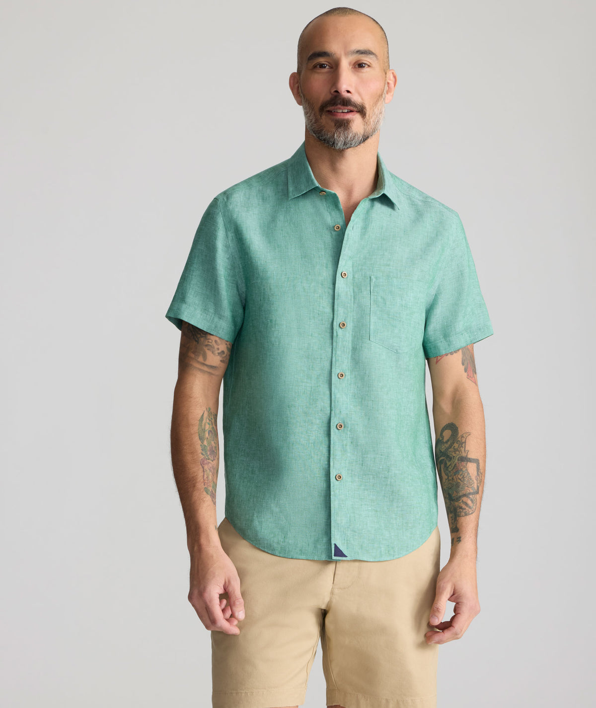 bright green dress shirt UNTUCKit | Wrinkle-Resistant Linen Short-Sleeve Cameron Cheap Dark Green Bridesmaid Burgundy Girls Dress Color:M45 New Top