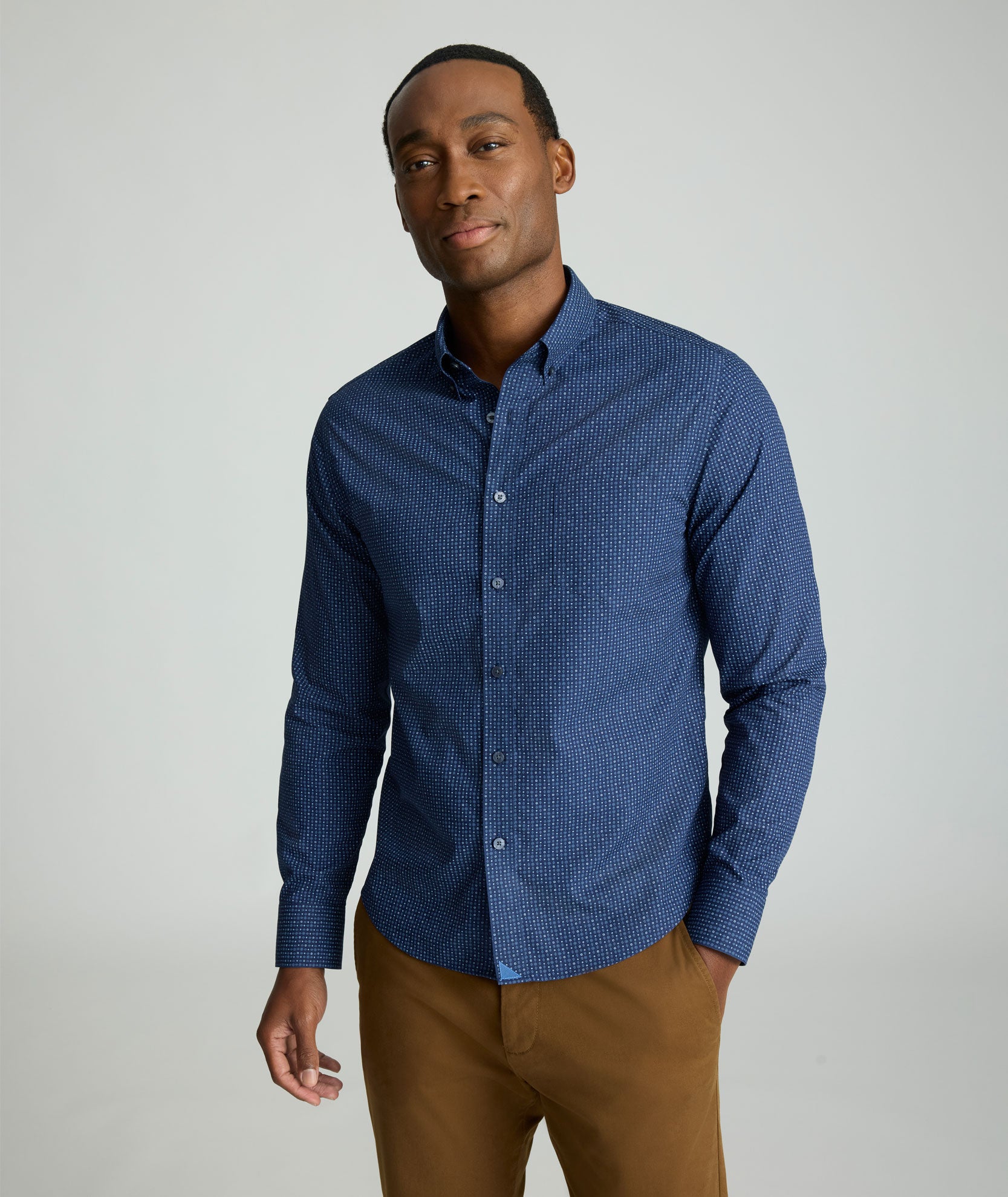 Wrinkle-Free Cascadar Shirt Navy Medallion | UNTUCKit
