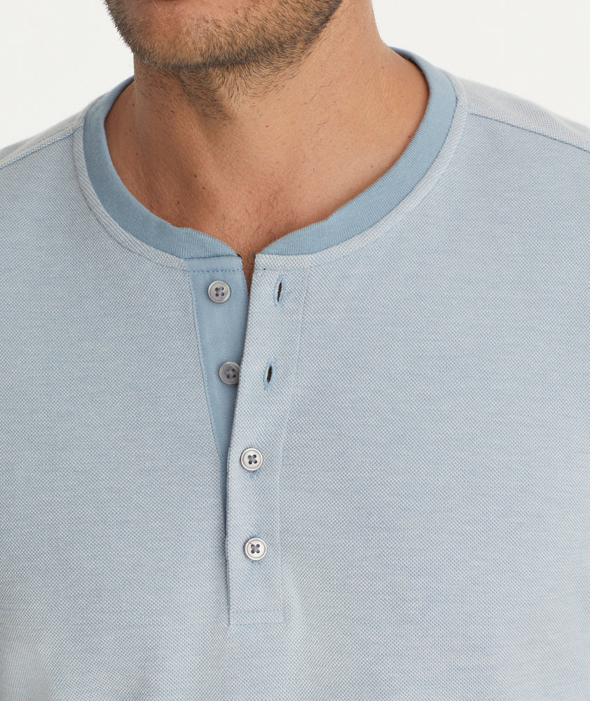 Cotton Pique Long-Sleeve Henley