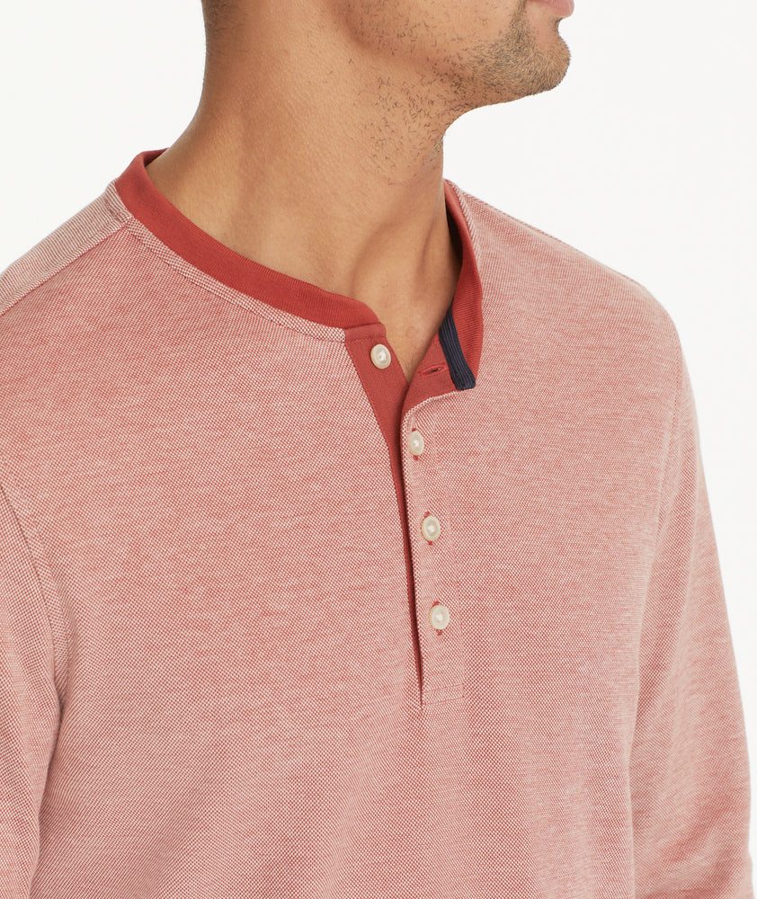 Cotton Pique Long-Sleeve Henley