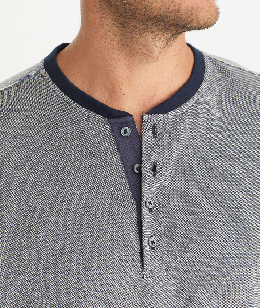Cotton Pique Long-Sleeve Henley