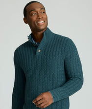 Cable-Knit Button Neck Sweater Zoom