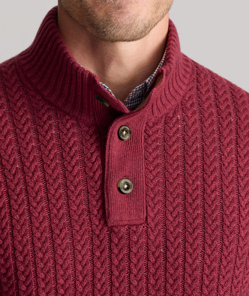 Cable-Knit Button Neck Sweater