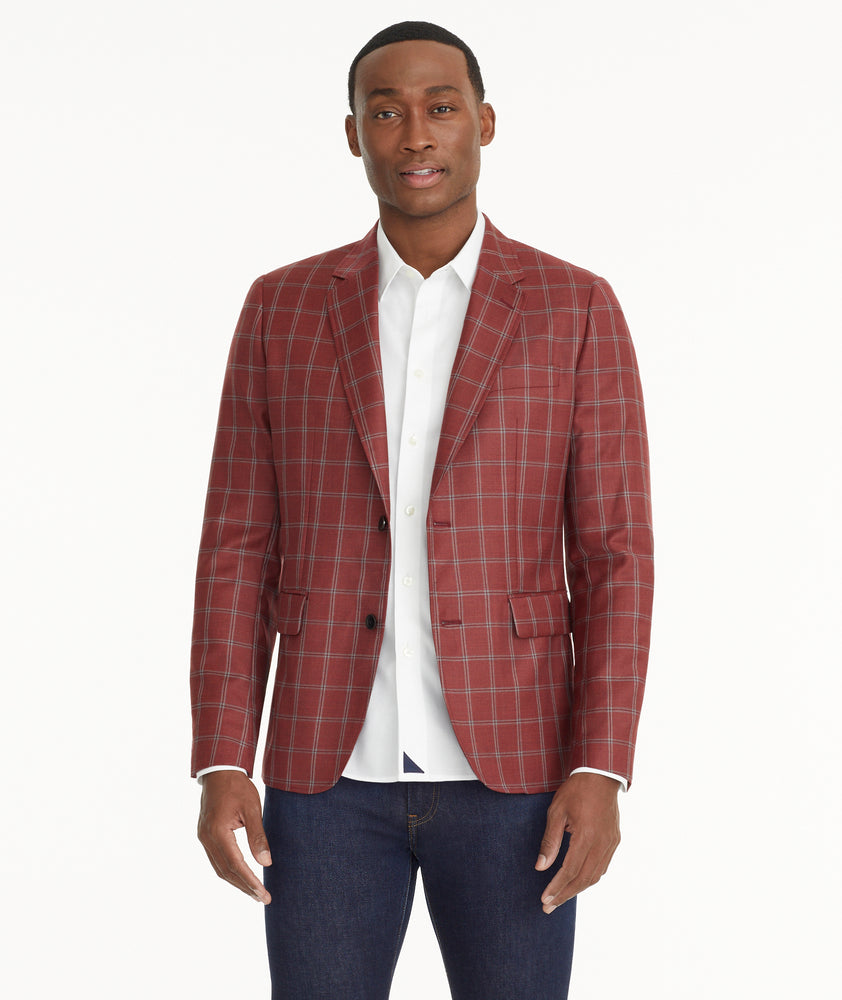 Model is wearing UNTUCKIt Italian Wool Cedric Bouchard Sport Coat.