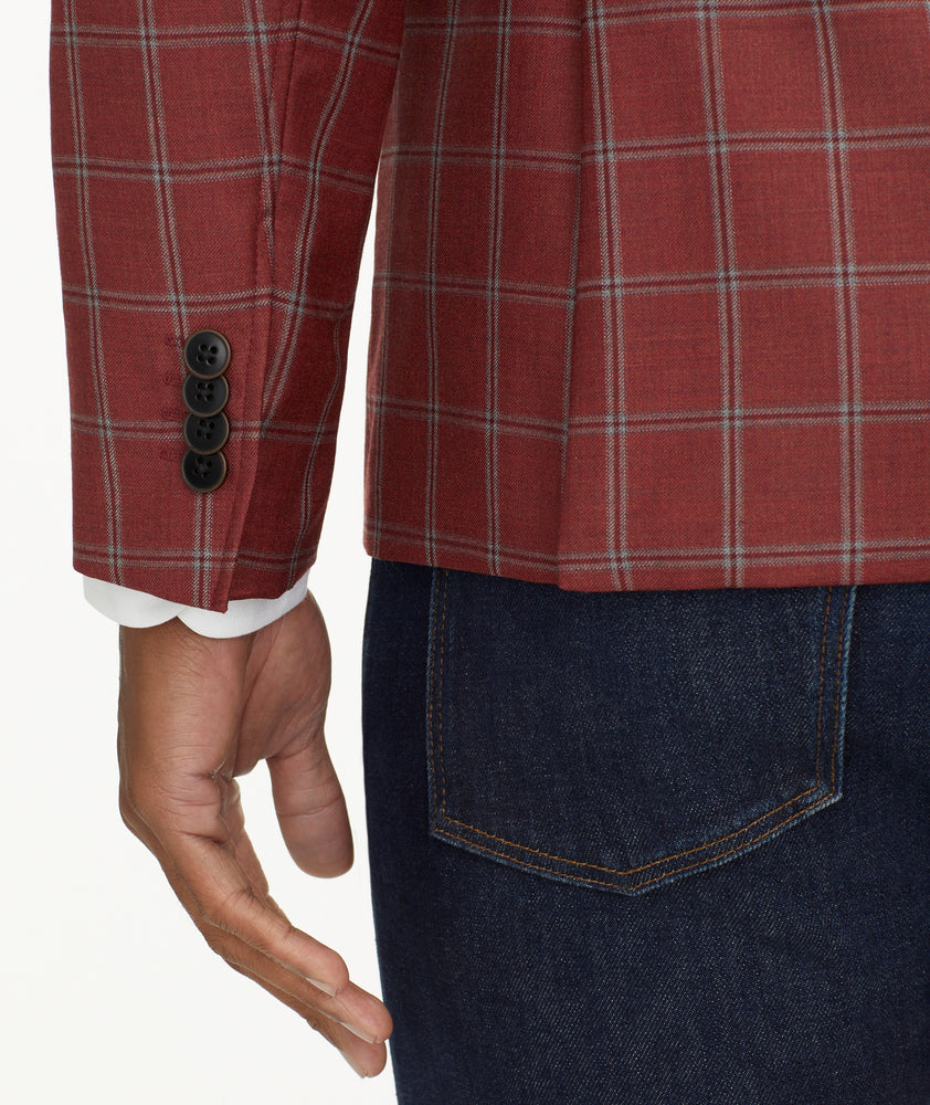 Model is wearing UNTUCKIt Italian Wool Cedric Bouchard Sport Coat.