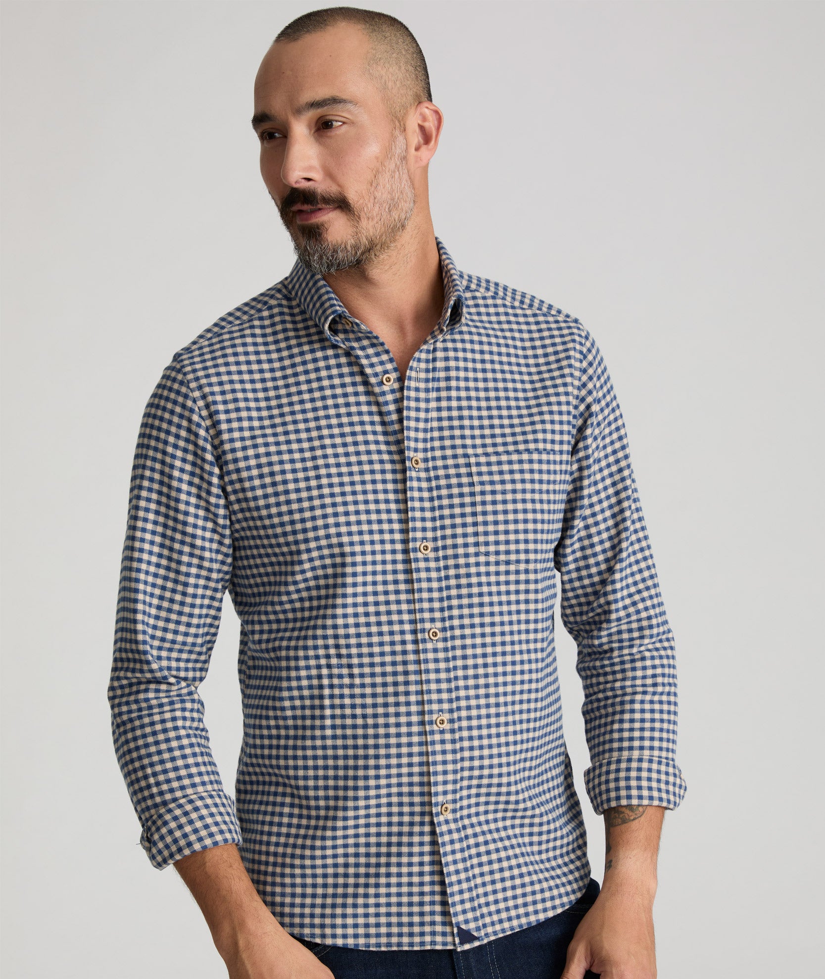 Flannel Cerasuolo Shirt Navy Gingham | UNTUCKit