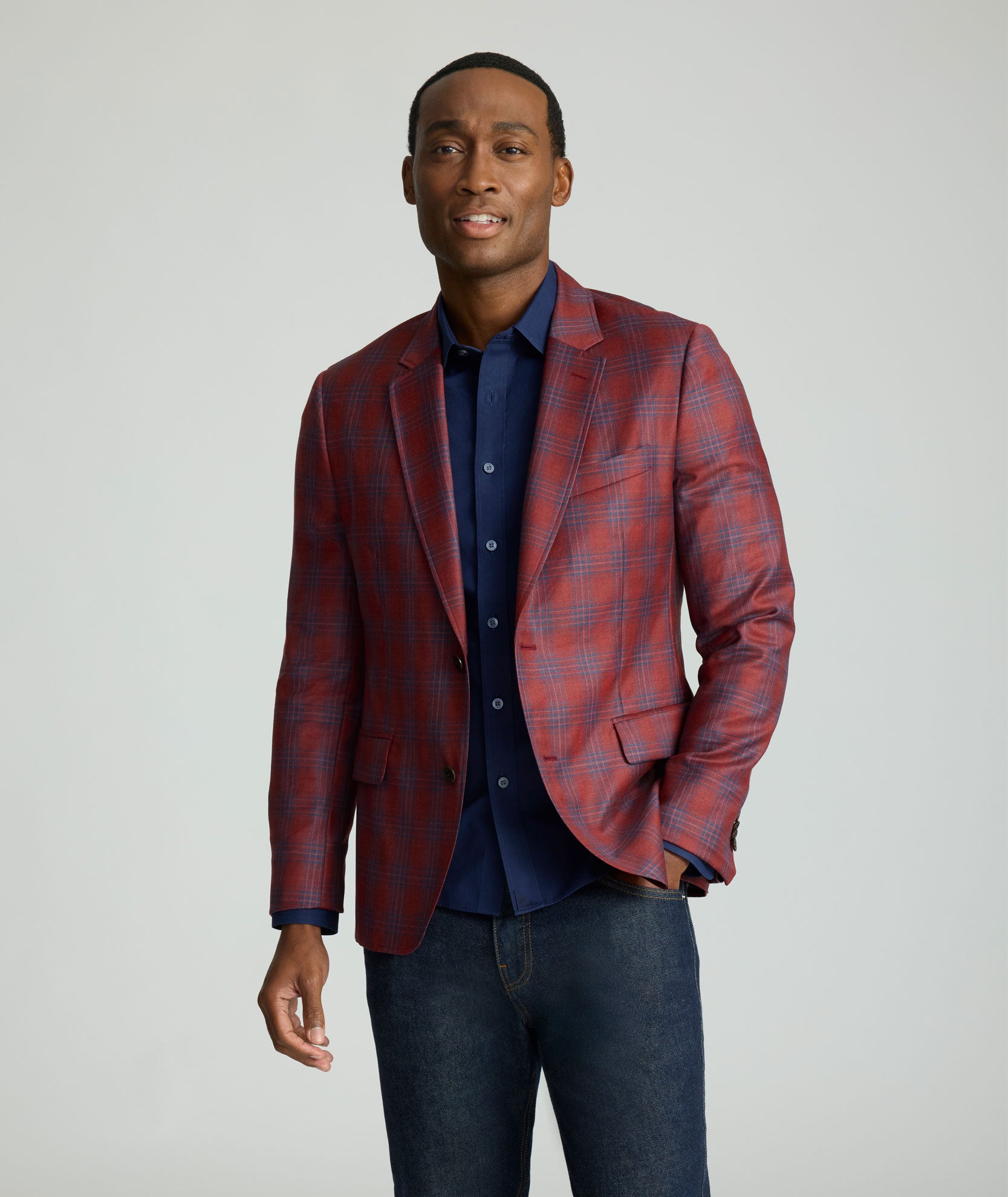 Italian Wool Charbell Sport Coat Red Plaid