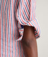 Model is wearing UNTUCKit Linen Chrissy Shirt. 