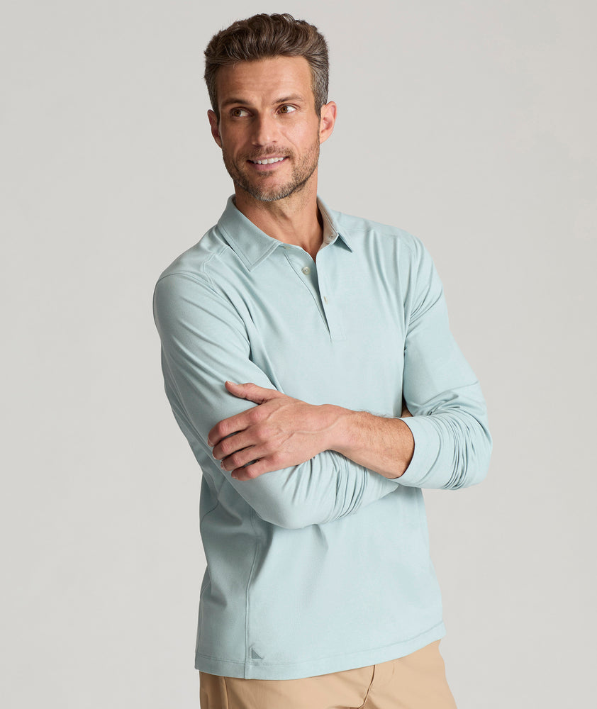 Performance Long-Sleeve Polo Light Blue | UNTUCKit Performance Long-Sleeve Polo Light Blue | UNTUCKit