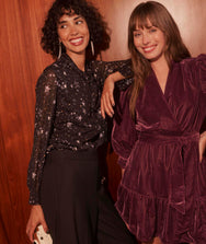 Star Print Tie-Neck Colette Shirt Zoom