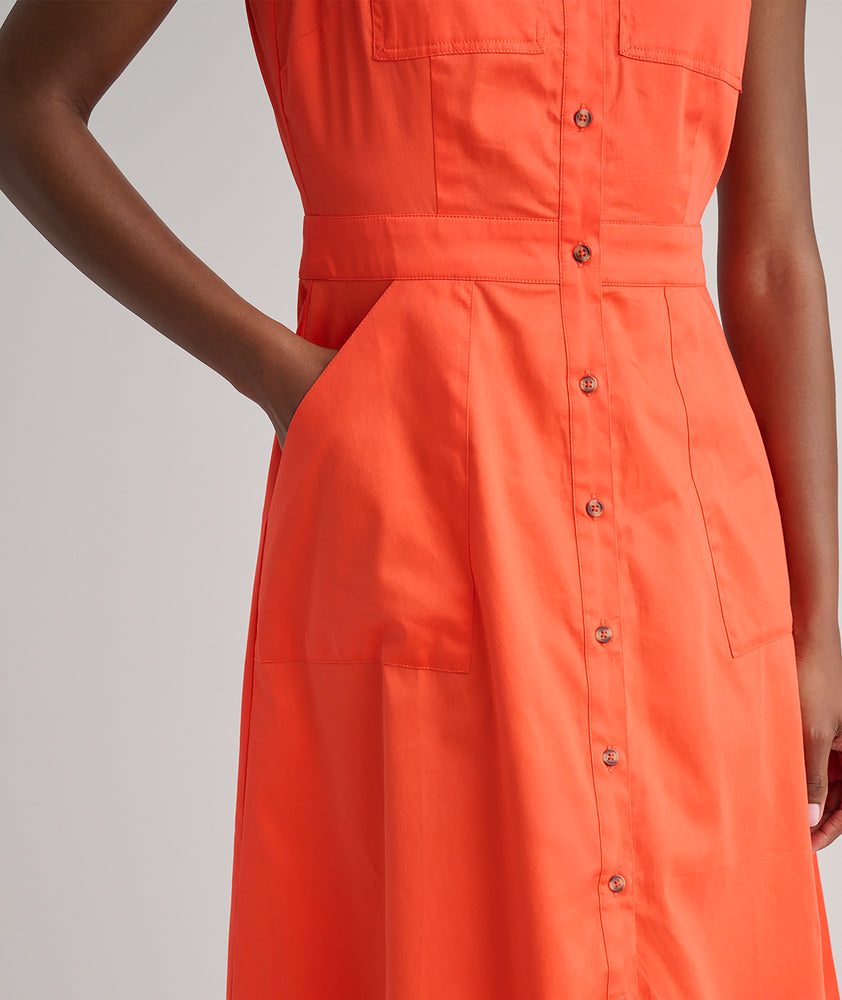 orange cotton dress womens Women's Orange Cotton Printed Round Neck Dress Orange / S