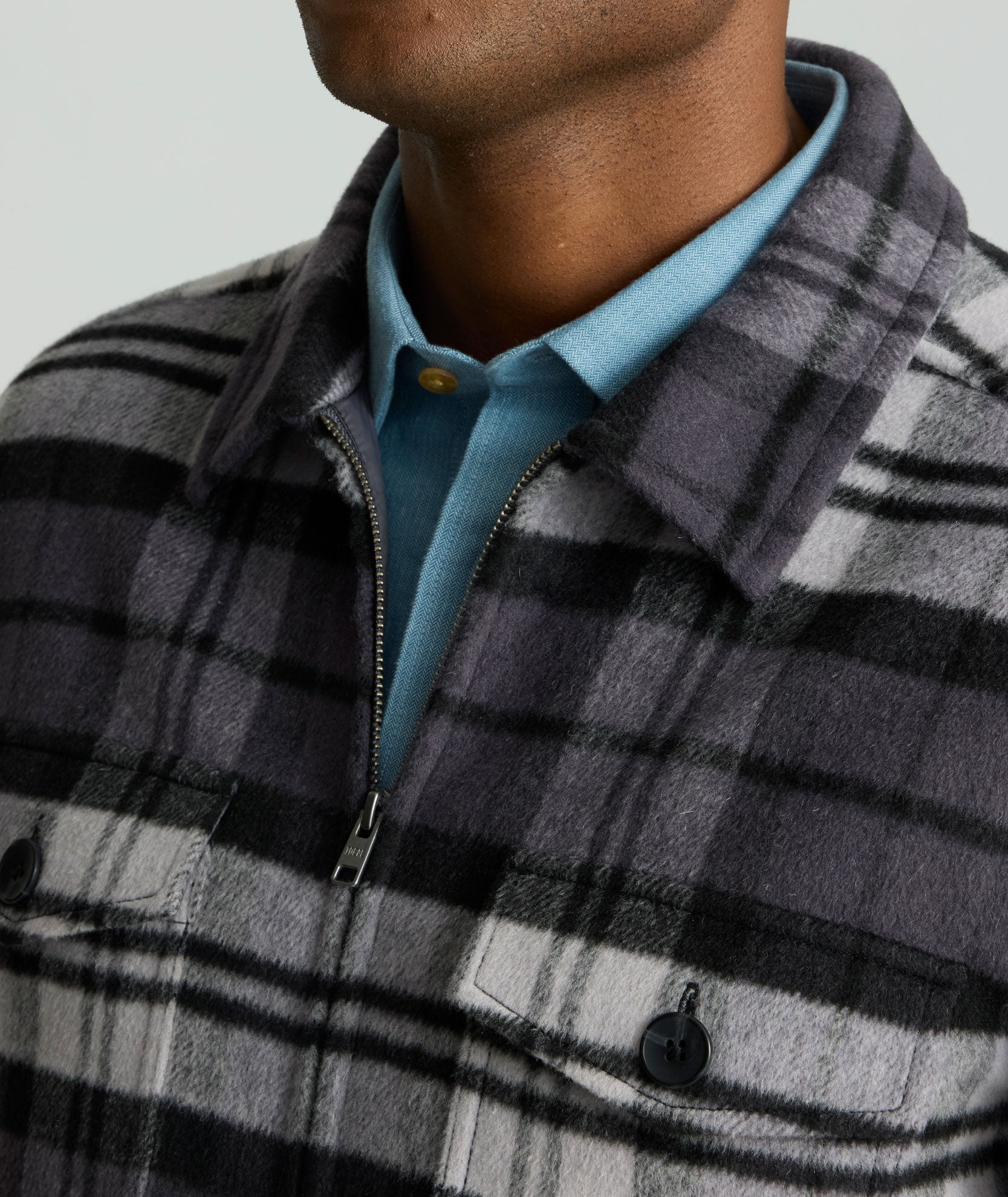 Full-Zip CPO Jacket Gray Plaid | UNTUCKit