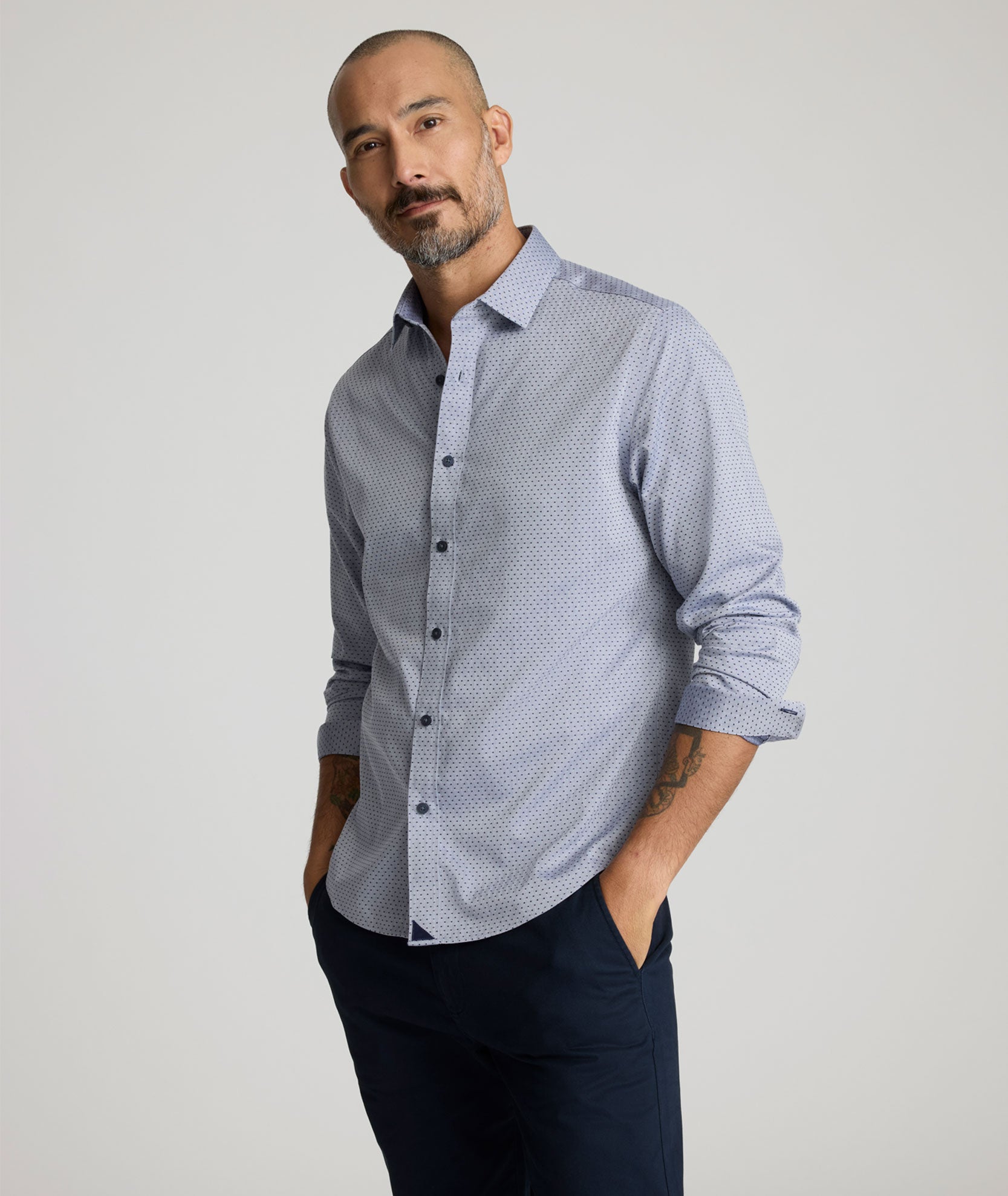 Wrinkle-Free Daltrey Shirt Gray Dot Print | UNTUCKit