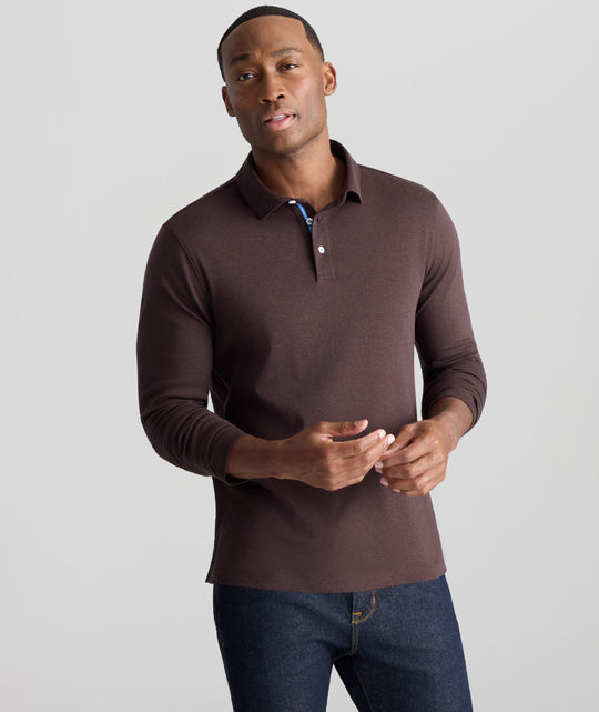 Wrinkle-Free Damaschino Long-Sleeve Polo