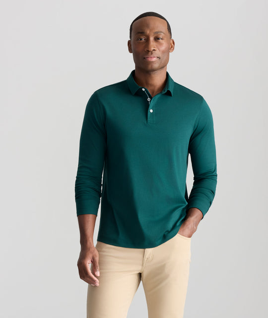 Wrinkle-Free Damaschino Long-Sleeve Polo