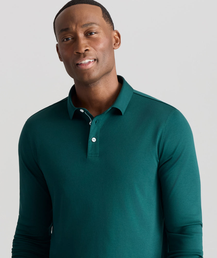 Wrinkle-Free Damaschino Long-Sleeve Polo