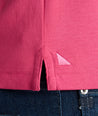 Model is wearing UNTUCKit Wrinkle-Free Damaschino Polo in Magenta.