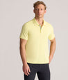 Model is wearing UNTUCKit Wrinkle-Free Damaschino Polo in yellow.