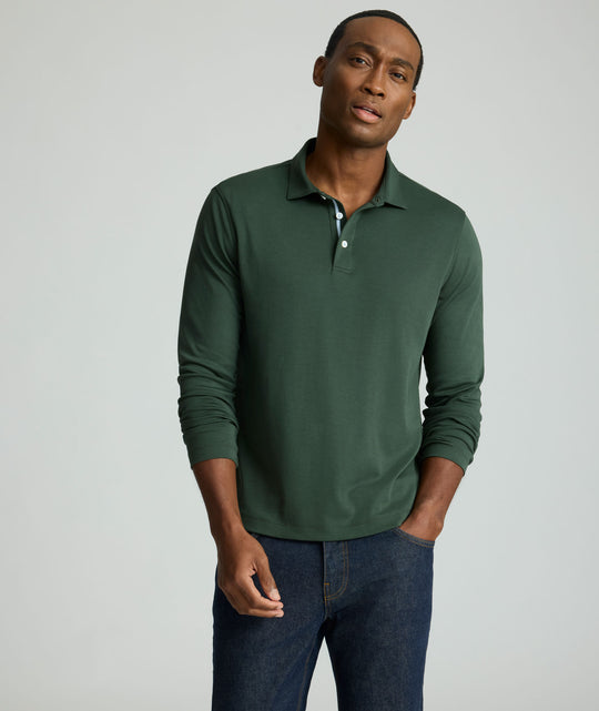 Wrinkle-Free Damaschino Long-Sleeve Polo