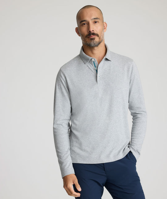 Wrinkle-Free Damaschino Long-Sleeve Polo