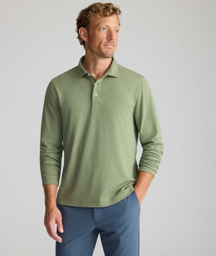 Wrinkle-Free Damaschino Long-Sleeve Polo