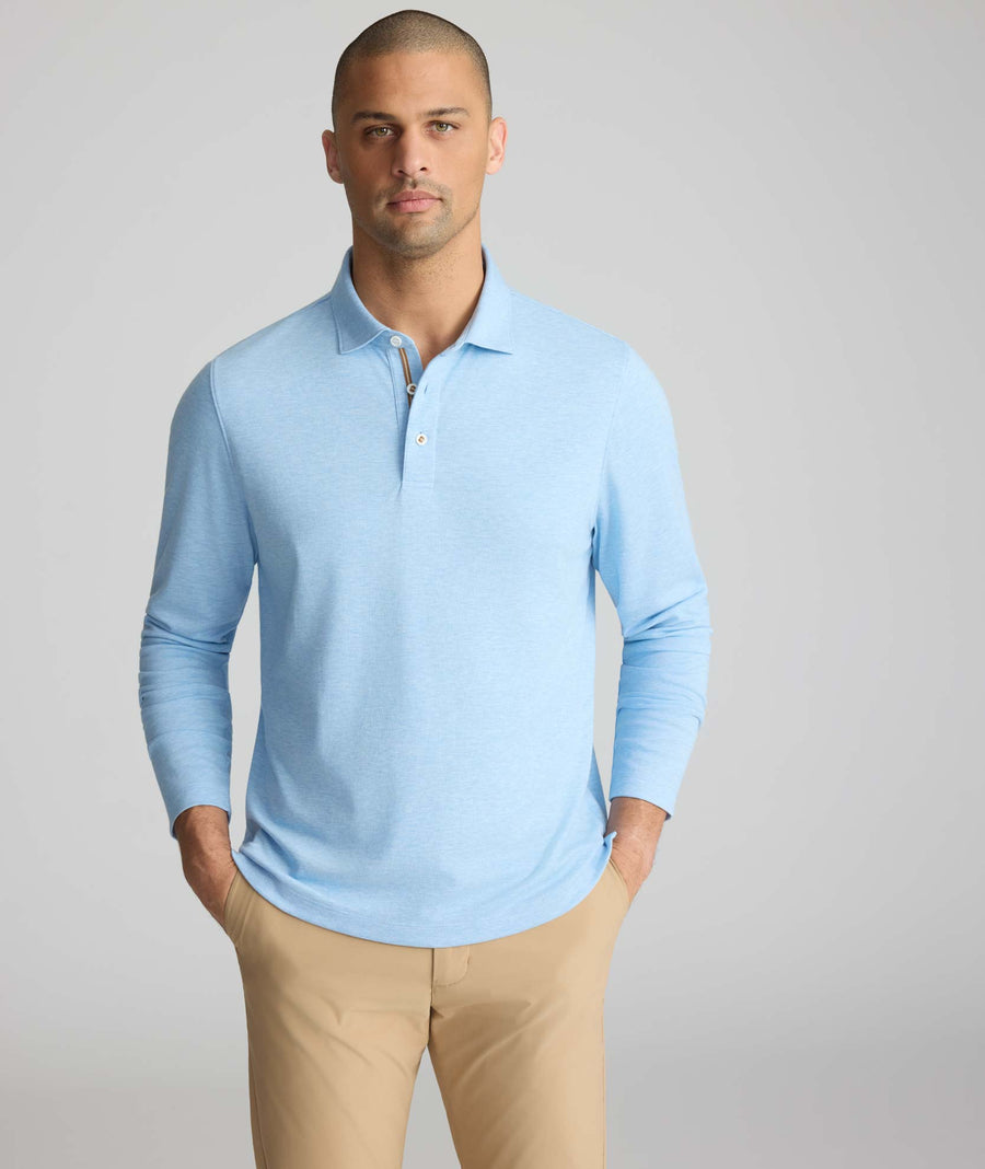 Wrinkle-Free Damaschino Long-Sleeve Polo