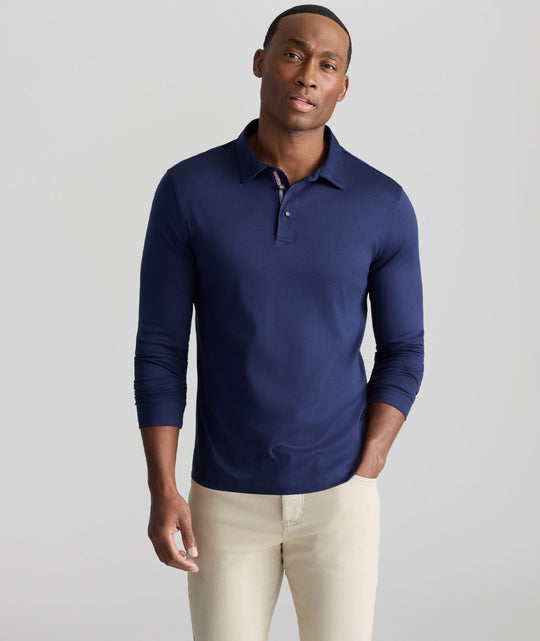 Wrinkle-Free Damaschino Long-Sleeve Polo